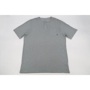 Free Fly Henley Shirt Mens XL Bamboo Blue Striped Short Sleeve Stretch